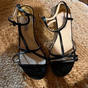 Michael Kors Black Strappy Heels Sandals Shoes sz 7